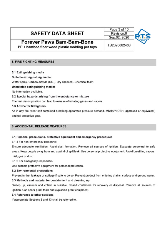 SAFETY DATA SHEET: Forever Paws Bam-Bam-Bone, Page 3