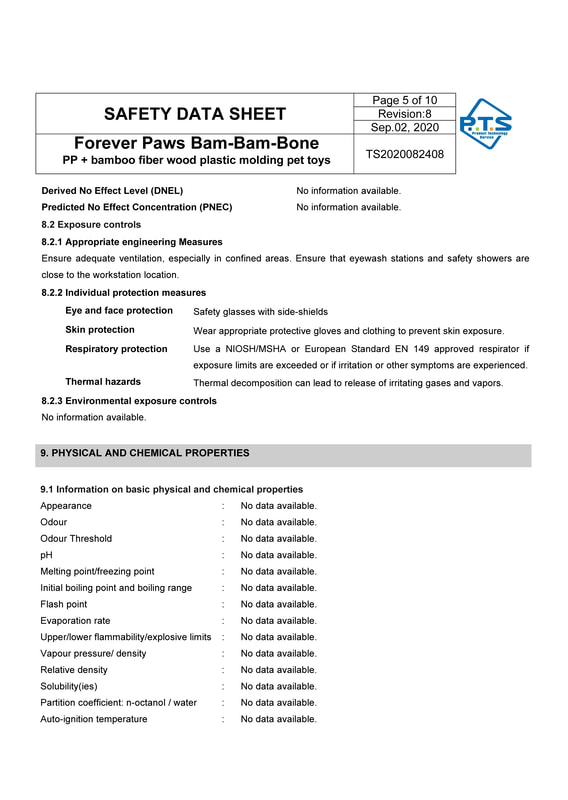 SAFETY DATA SHEET: Forever Paws Bam-Bam-Bone, Page 5